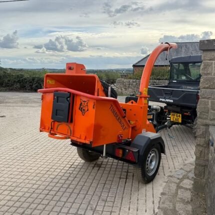 Towable Timberwolf wood chipper with 50mm ball hitch and good tyres